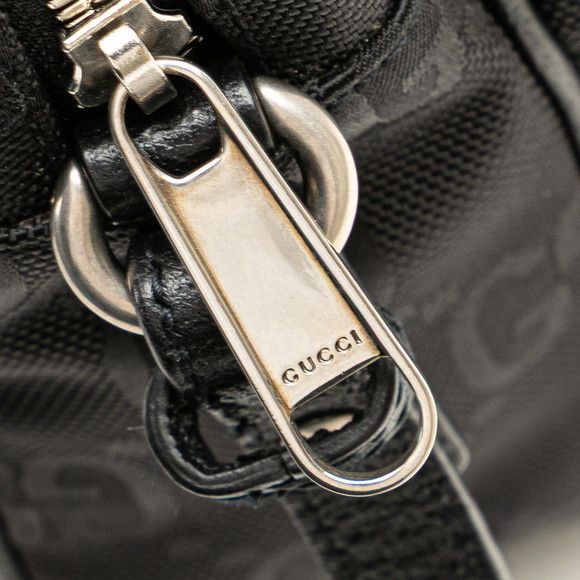 Gucci Black Nylon Leather Grid Bag GG Shoulder Off - Picture 6 of 8